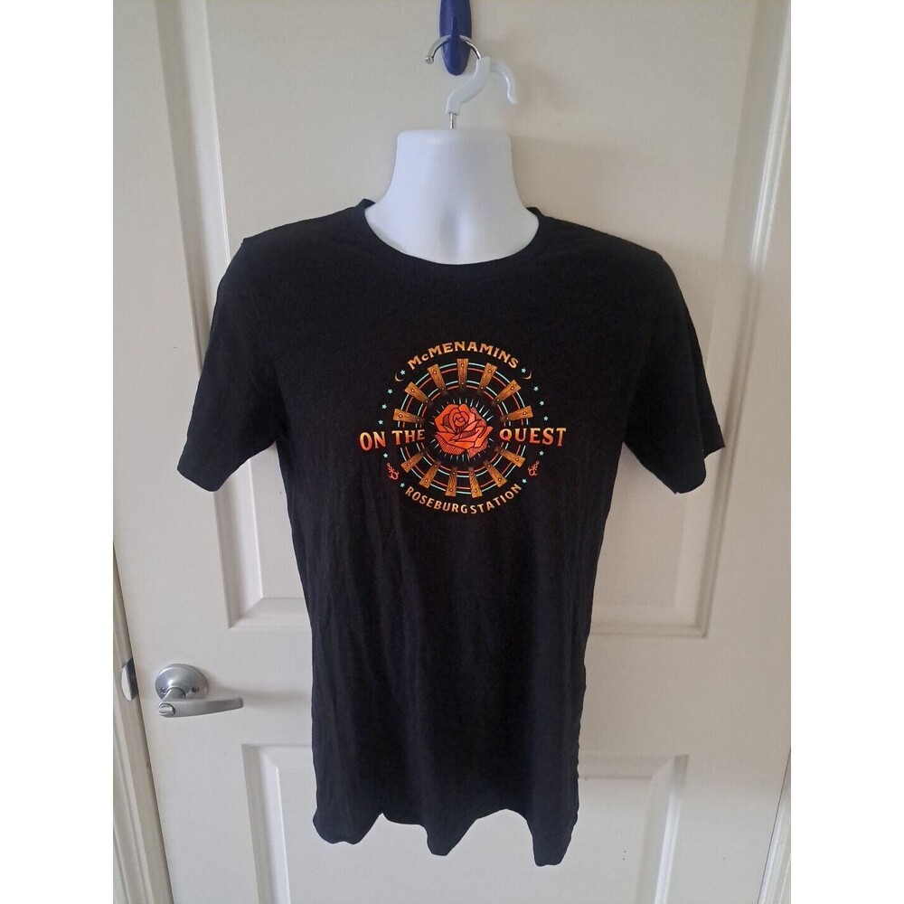 McMenamins Size M Roseburg Station On The Quest Tee Shirt Black Cotton Graphic